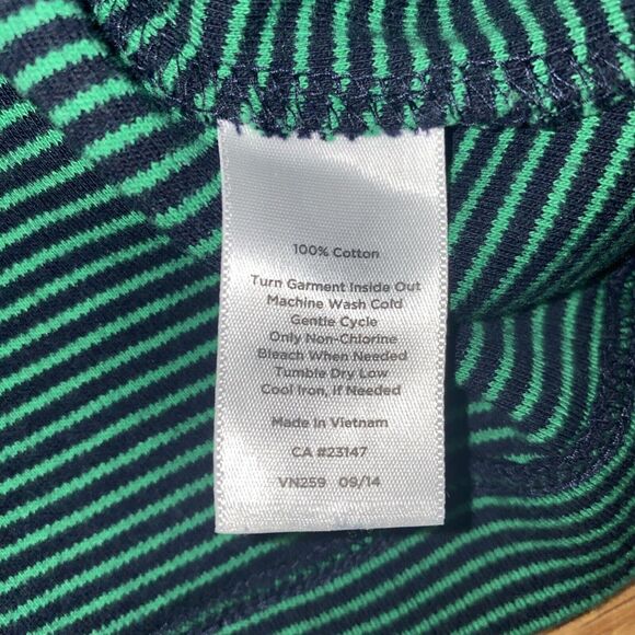 TALBOTS PETITES SP GREEN BLACK STRIPED COTTON SHEATH DRESS GOLD ZIPPERS - Picture 6 of 9